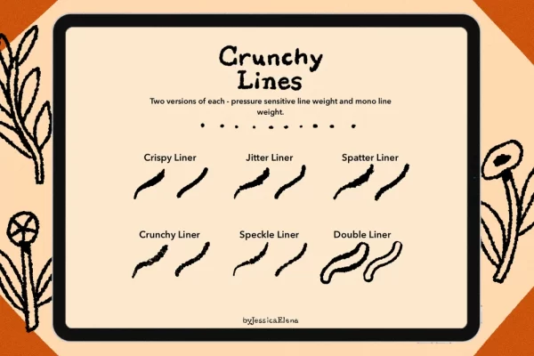 图片[2]-F007-Crunchy Lines笔刷包（适用于描线、线稿和质感边缘）-爱画画的卷心菜