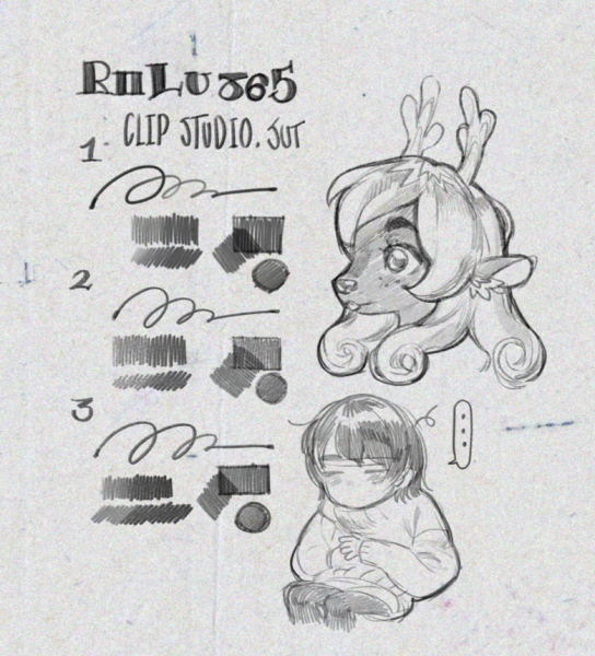 图片[1]-F012-Riilu865 数字绘画笔刷套装（CLIP STUDIO PAINT专用）-爱画画的卷心菜