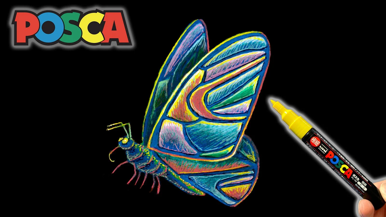 【ai精翻】动物绘画:用 Posca 笔画一只玻璃蝴蝶——逼真、生动、色彩鲜艳的动物艺术-爱画画的卷心菜