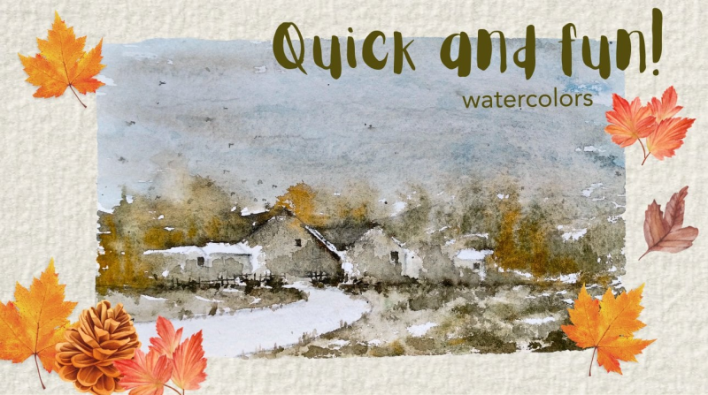 【ai精翻】散落的水彩风景 - 秋天-爱画画的卷心菜