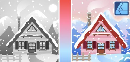 F0182-在 Affinity Designer 中绘制矢量房屋：使用渐变进行插图绘制-爱画画的卷心菜