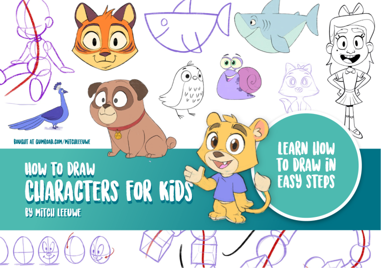 T1189-儿童角色绘画教程 | How to Draw Character for Kids-爱画画的卷心菜