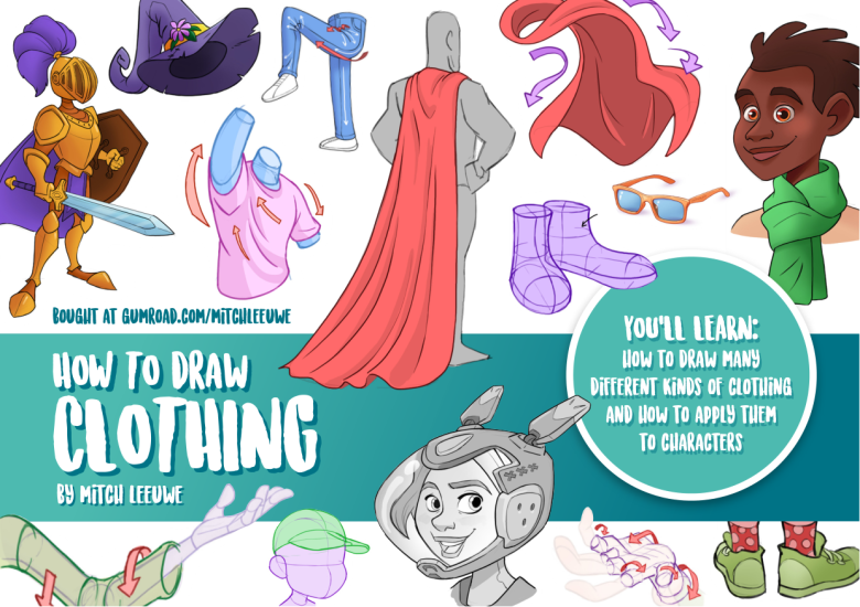 T1217-如何绘制服装 | How to Draw Clothing-爱画画的卷心菜