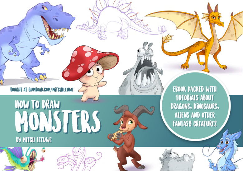 T1269-米奇·李乌绘制怪物教程 | How to draw monster by Mitch Leeuwe-爱画画的卷心菜