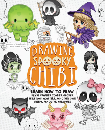 T1282-预览绘制幽灵Q版 学习绘制可爱吸血鬼 | Preview Drawing Spooky Chibi Learn How to Draw Kawaii Vampires-爱画画的卷心菜