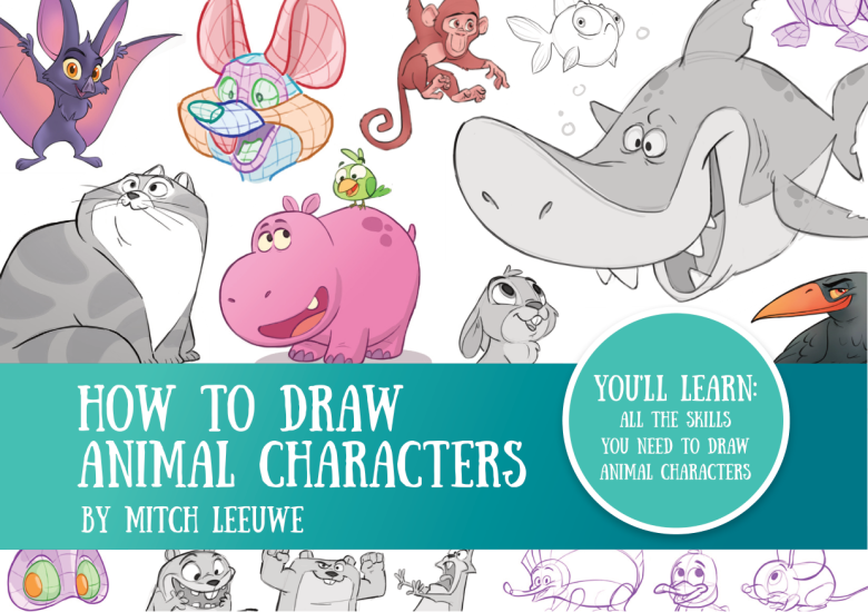 T1285-动物角色绘画教程 | How to draw Animal Characters-爱画画的卷心菜