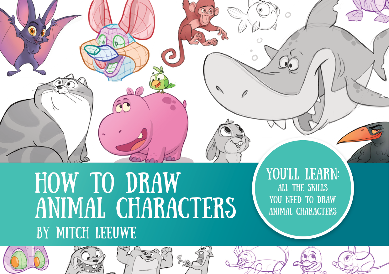 图片[1]-T1285-动物角色绘画教程 | How to draw Animal Characters-爱画画的卷心菜
