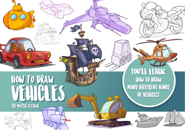 T1287-如何绘制载具 | How to Draw Vehicles-爱画画的卷心菜
