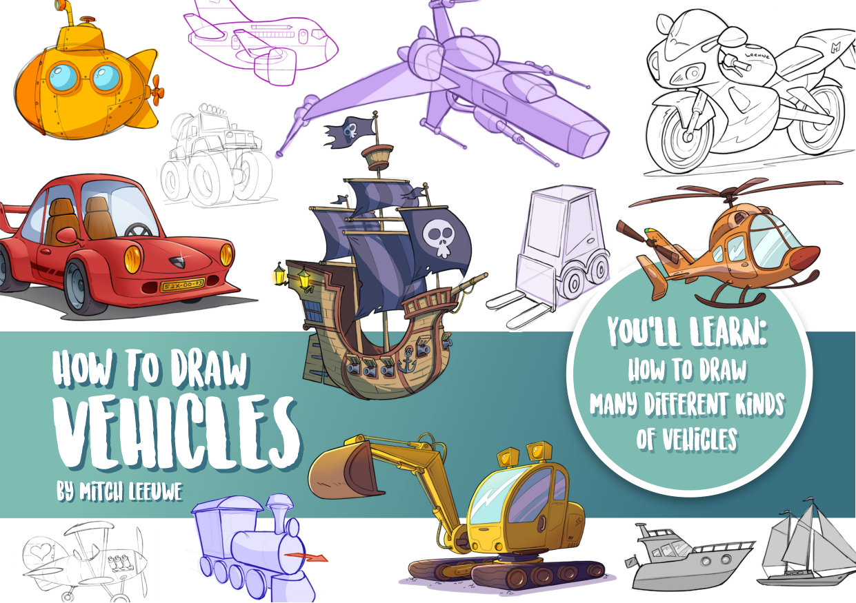 图片[1]-T1287-如何绘制载具 | How to Draw Vehicles-爱画画的卷心菜