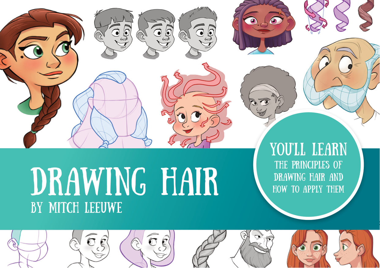 图片[1]-T1329-头发绘制教程 | How to Draw Hair-爱画画的卷心菜