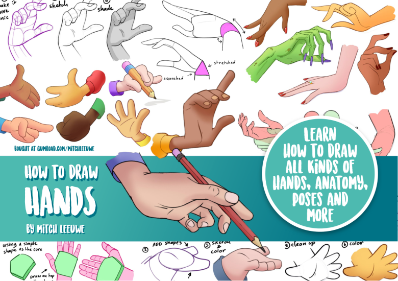 T1364-如何画手 | How to Draw Hands-爱画画的卷心菜
