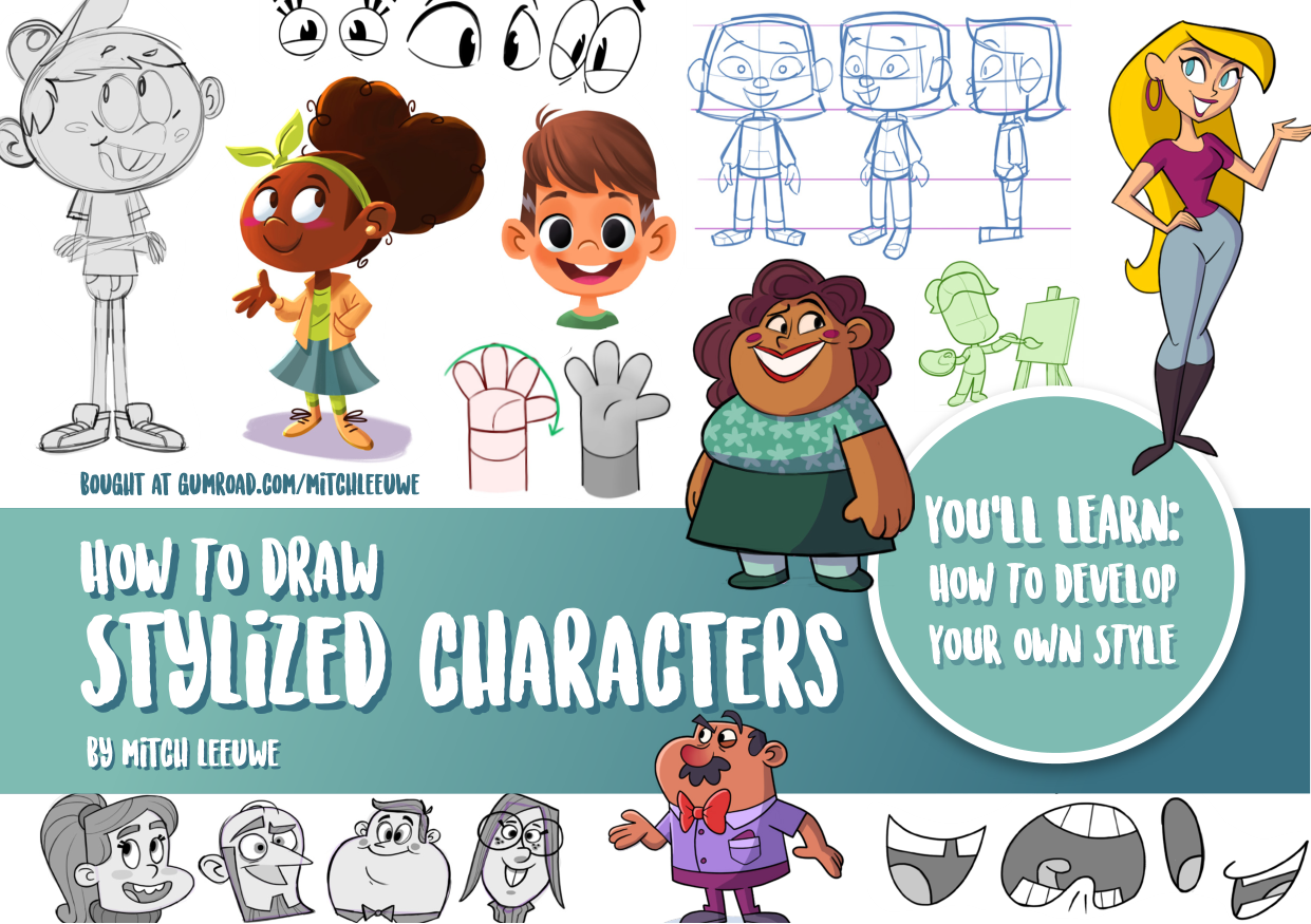 图片[1]-T1420-如何绘制风格化角色 | How to Draw Stylized Chatacters-爱画画的卷心菜