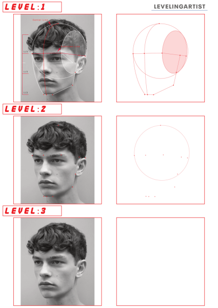 图片[3]-T113-肖像练习表——提升艺术家 | Portrait PracticeSheet- Leveling Artist-爱画画的卷心菜