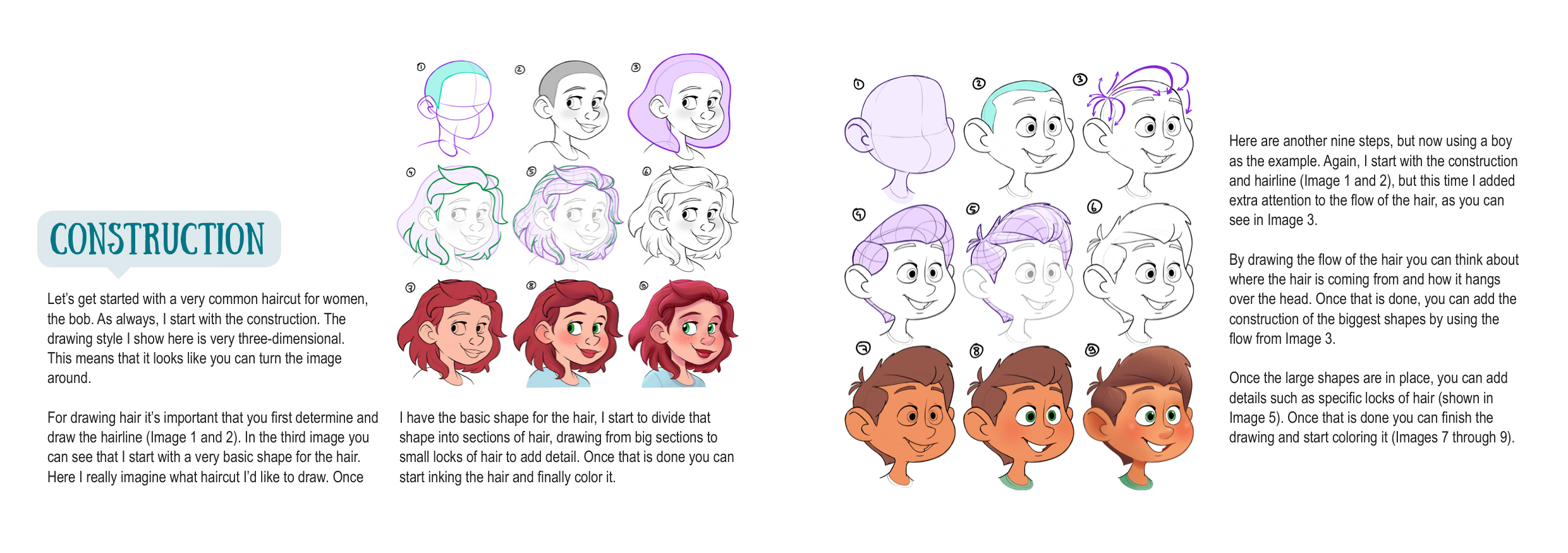 图片[4]-T1329-头发绘制教程 | How to Draw Hair-爱画画的卷心菜