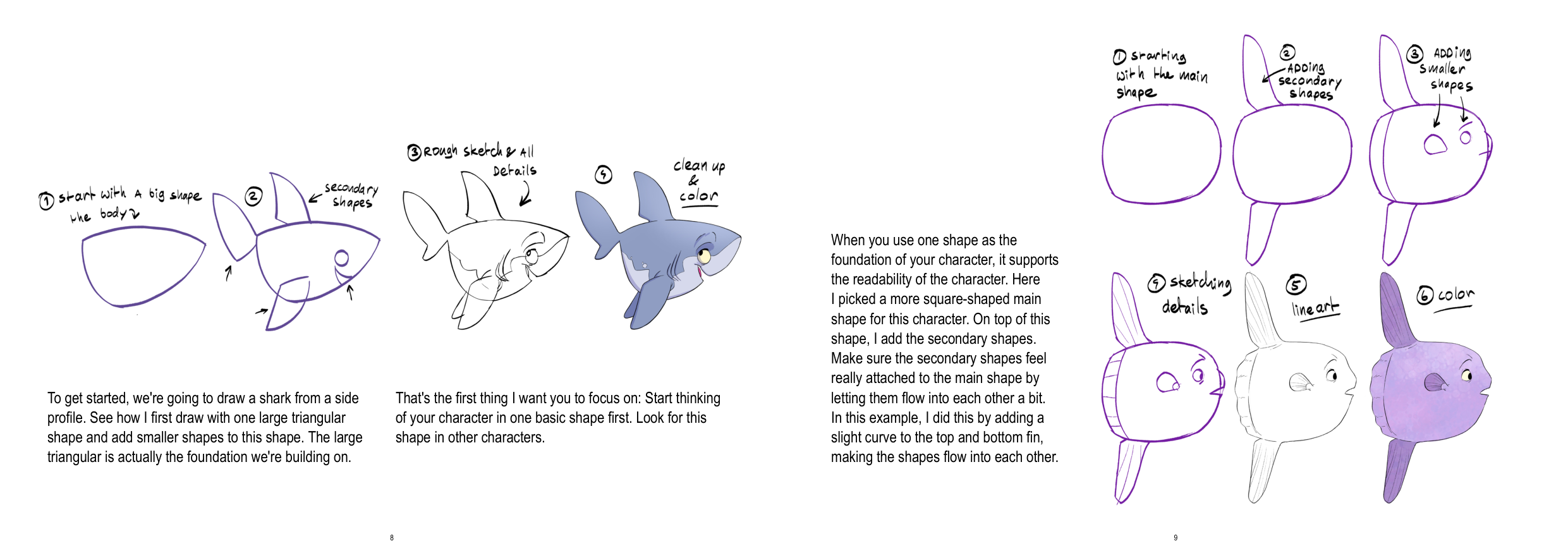 图片[5]-T1170-海洋生物绘画教程 | How to Draw Sea creatures-爱画画的卷心菜
