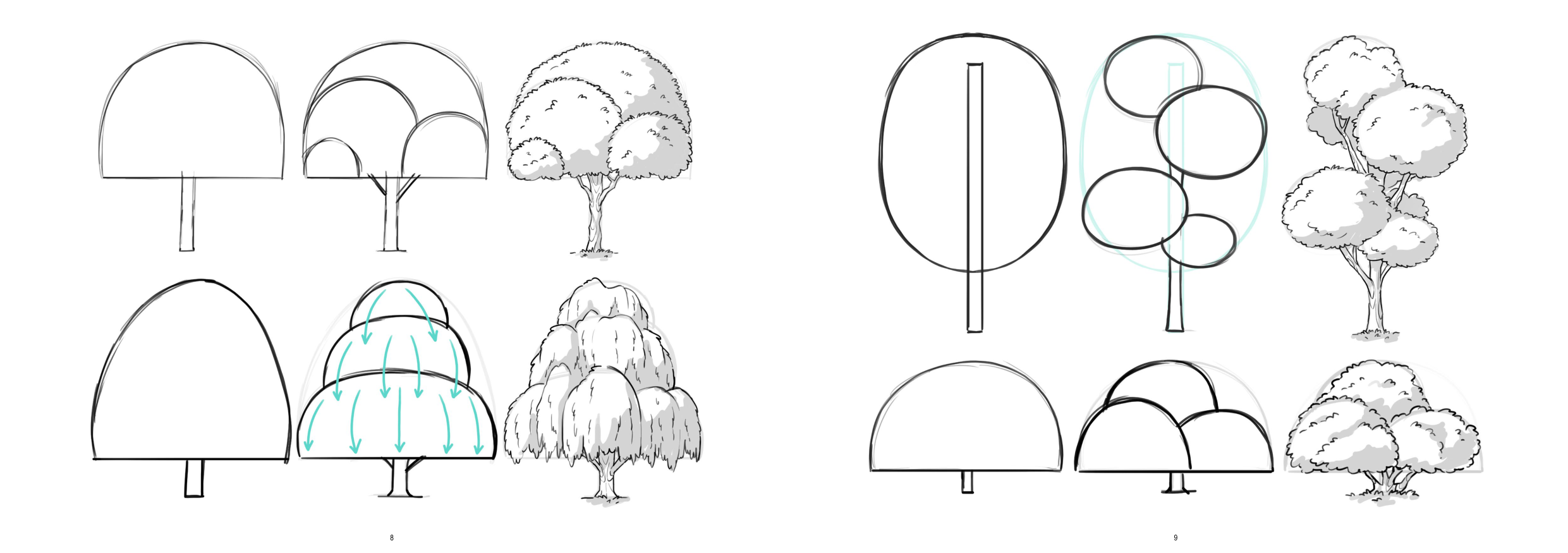 图片[5]-T1334-如何画树 | How to Draw Trees-爱画画的卷心菜
