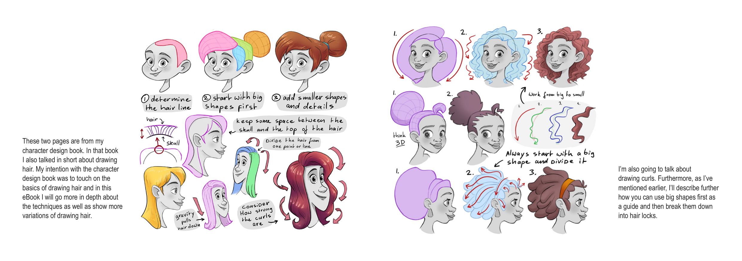 图片[6]-T1329-头发绘制教程 | How to Draw Hair-爱画画的卷心菜