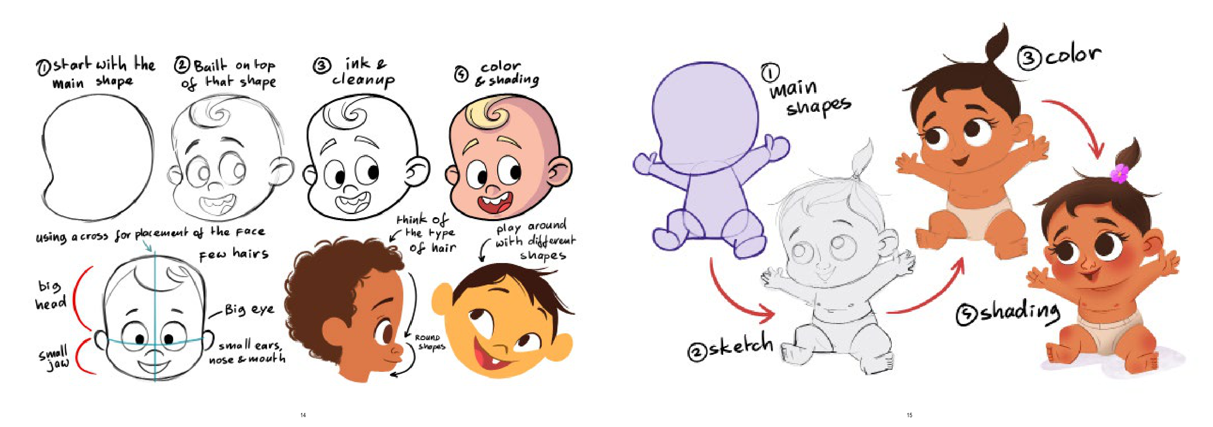 图片[8]-T1312-儿童绘画教程 | How to Draw Kids-爱画画的卷心菜