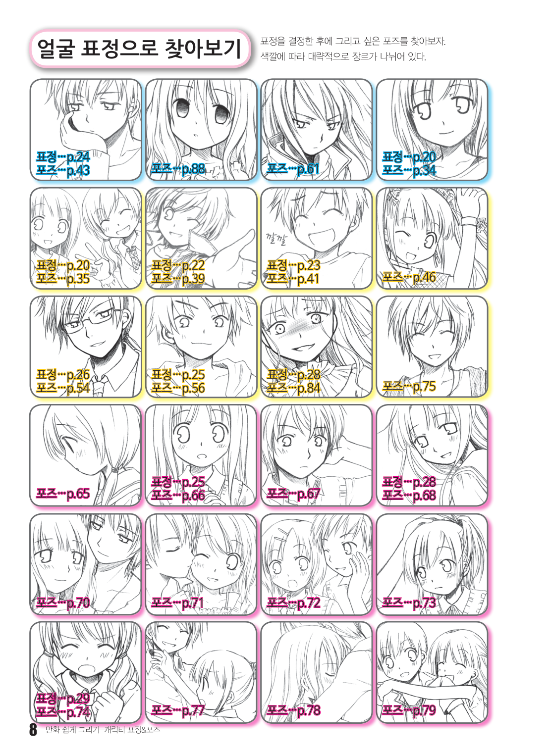 图片[9]-T106-漫画轻松绘制 #02 角色表情与姿势 用属于自己的画风 | 만화 쉽게 그리기 #02 캐릭터 표정 & 포즈 나만의그림체로도ᄃ-爱画画的卷心菜