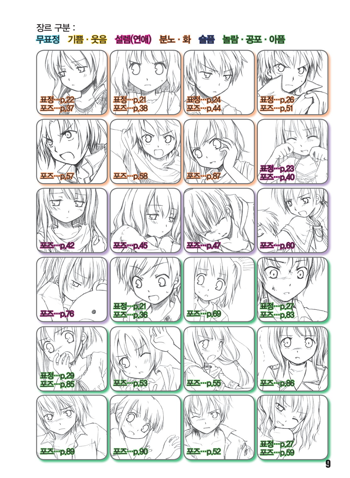 图片[10]-T106-漫画轻松绘制 #02 角色表情与姿势 用属于自己的画风 | 만화 쉽게 그리기 #02 캐릭터 표정 & 포즈 나만의그림체로도ᄃ-爱画画的卷心菜