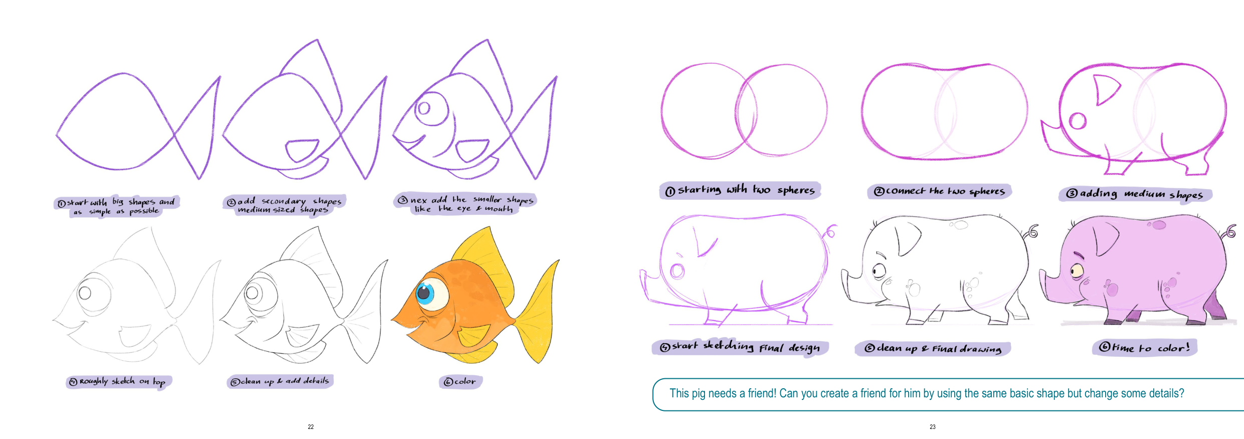 图片[12]-T1189-儿童角色绘画教程 | How to Draw Character for Kids-爱画画的卷心菜