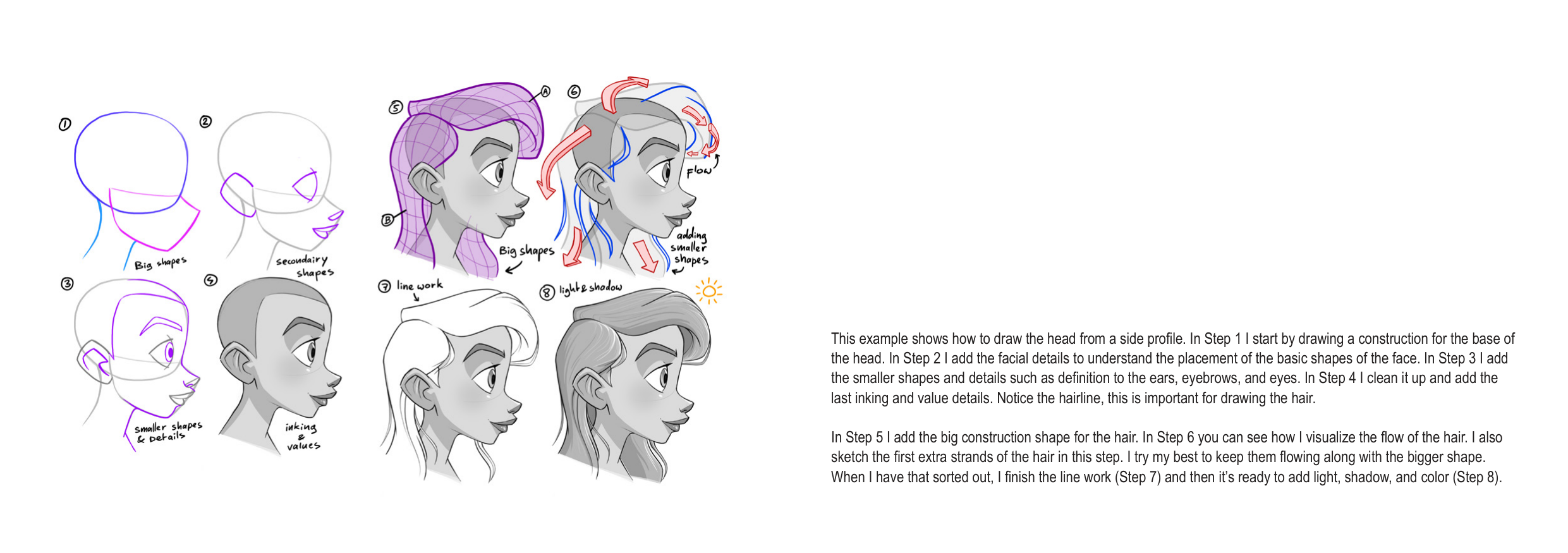 图片[12]-T1329-头发绘制教程 | How to Draw Hair-爱画画的卷心菜