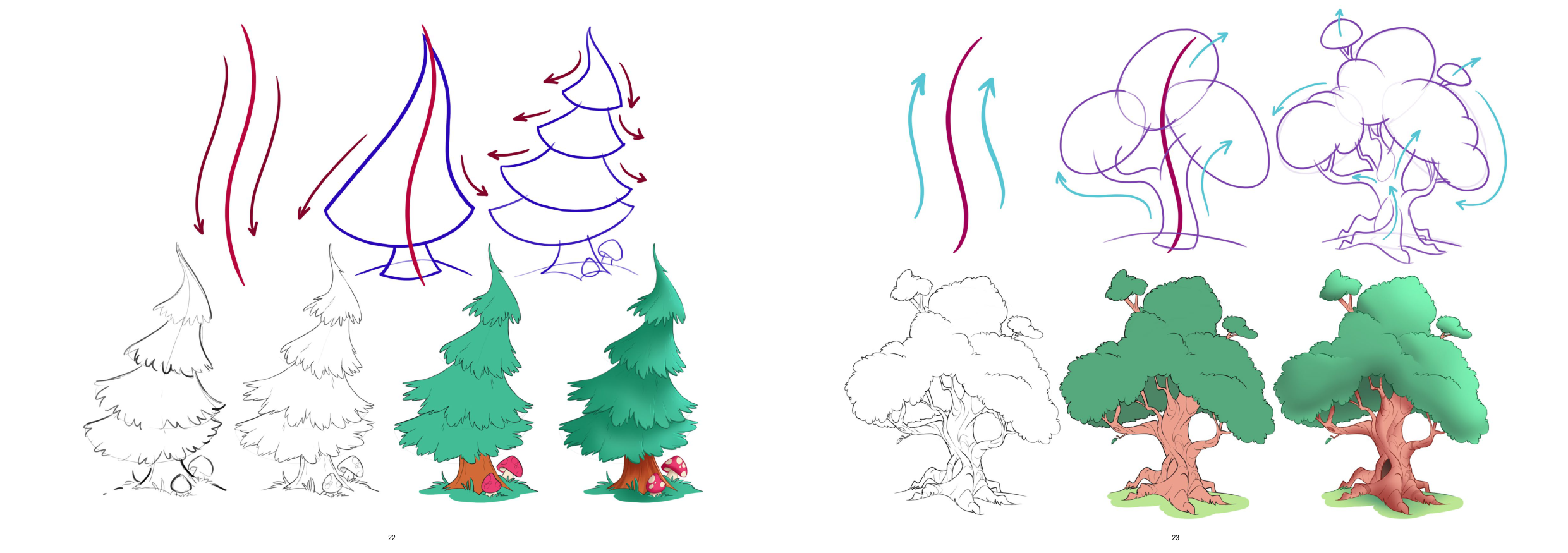 图片[12]-T1334-如何画树 | How to Draw Trees-爱画画的卷心菜