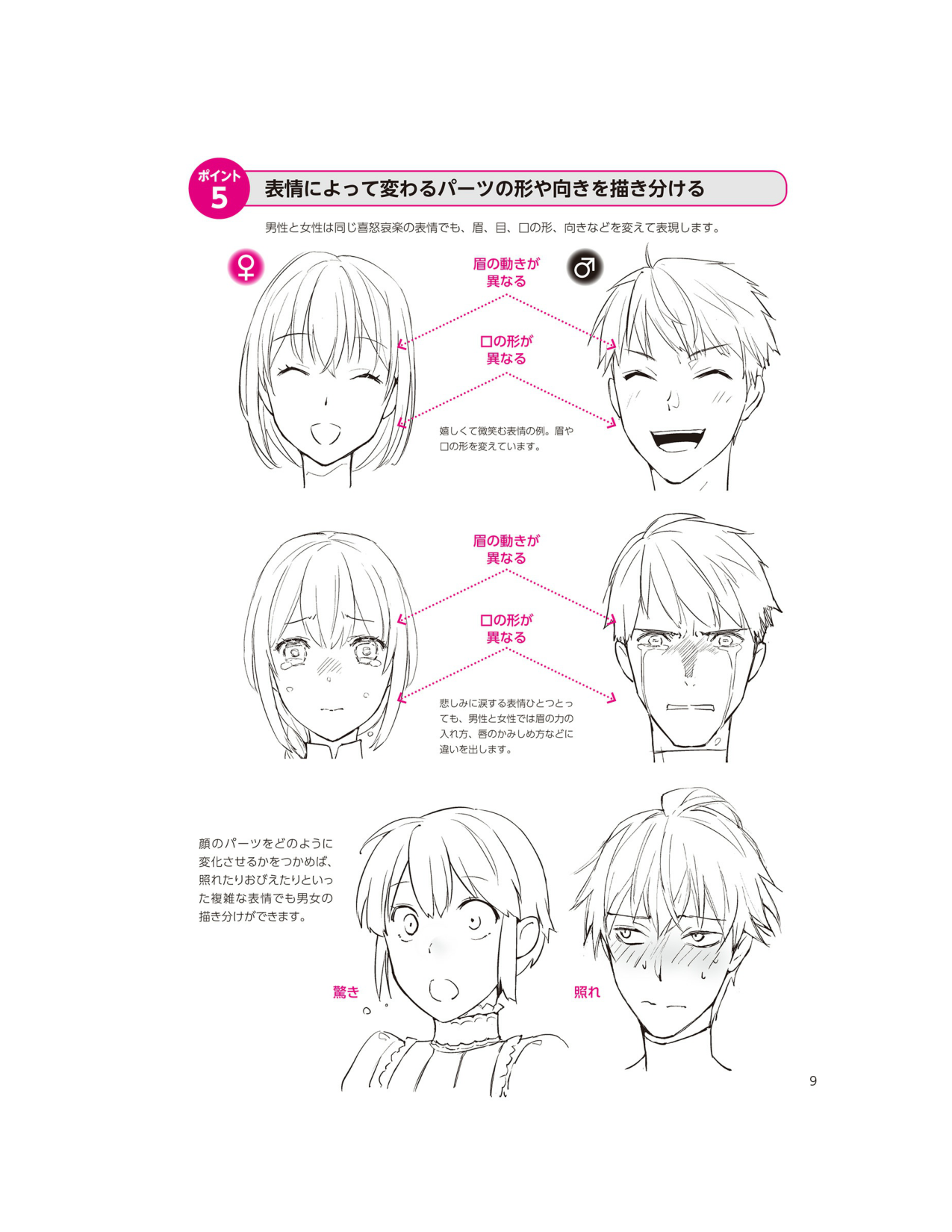 图片[12]-T1034-男女的面部绘画区分 角度别 年龄别 表情别的人物素描 YANAMi | 男女の顔の描き分け 角度別・年齢別・表情別のキャラデッサン YANAMi-爱画画的卷心菜