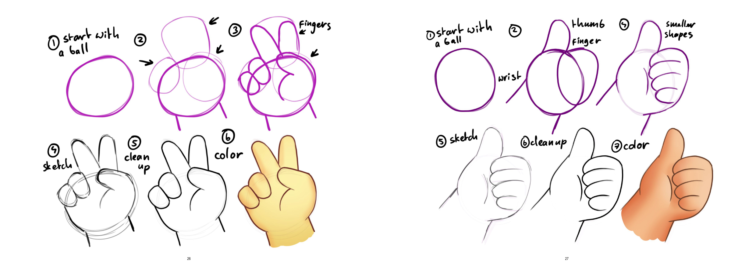 图片[14]-T1364-如何画手 | How to Draw Hands-爱画画的卷心菜