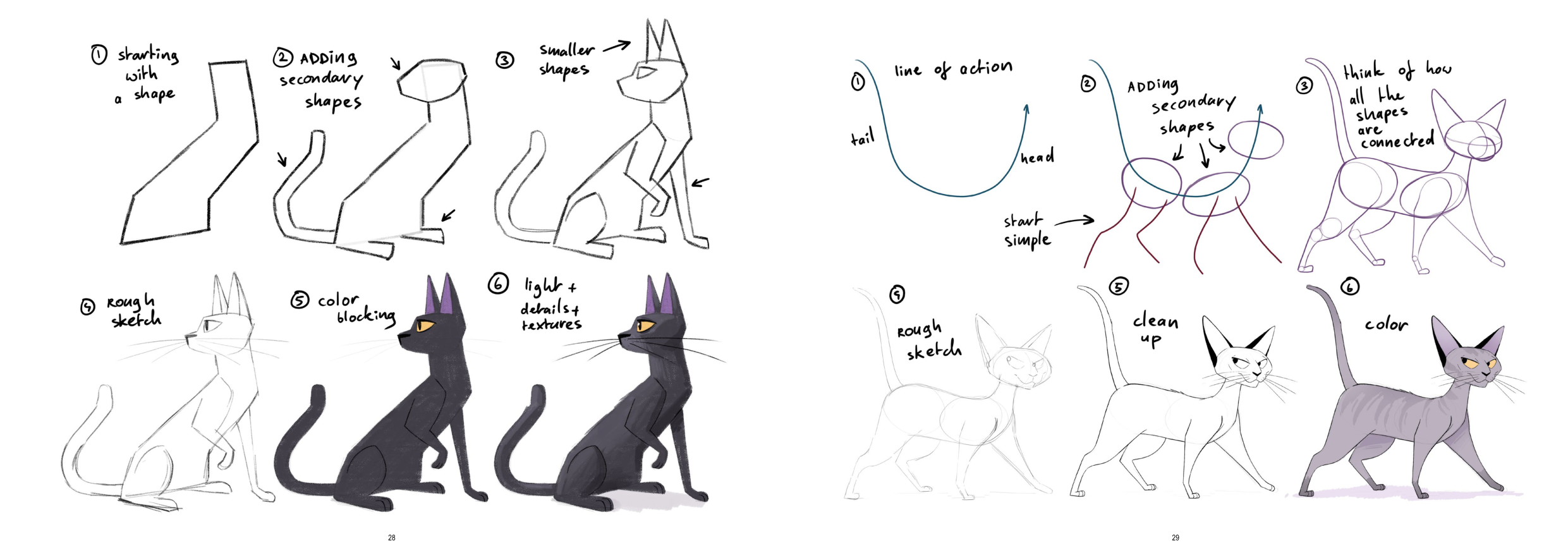 图片[15]-T1277-如何画猫 | How to Draw Cats-爱画画的卷心菜